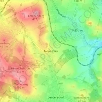 Neueibau topographic map, elevation, terrain
