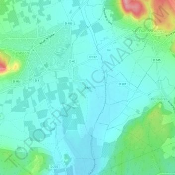 Bizac topographic map, elevation, terrain