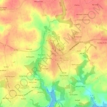 Kerco topographic map, elevation, terrain