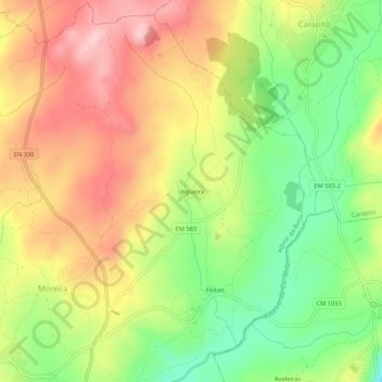 Urgueira topographic map, elevation, terrain