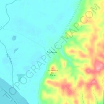 Fort Adams topographic map, elevation, terrain