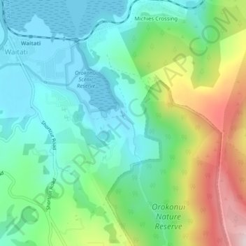 Orokonui topographic map, elevation, terrain