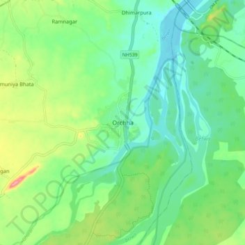 Orchha topographic map, elevation, terrain