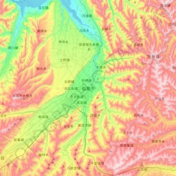 Préfecture autonome Hui de Linxia topographic map, elevation, terrain
