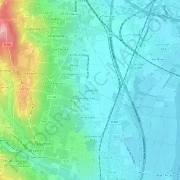 Les Cadots topographic map, elevation, terrain