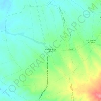Fuentes de los Oteros topographic map, elevation, terrain