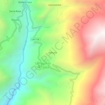 Oshuna topographic map, elevation, terrain