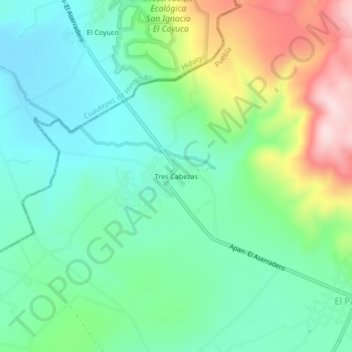 Tres Cabezas topographic map, elevation, terrain
