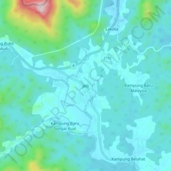 Jeli topographic map, elevation, terrain