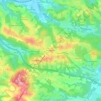 Mendilazkor topographic map, elevation, terrain