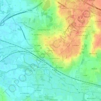 Pré Neuf topographic map, elevation, terrain