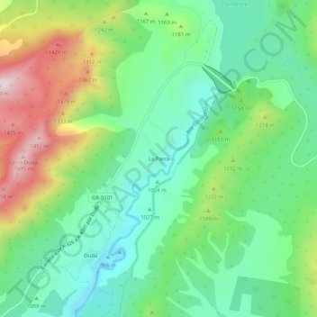 La Parra topographic map, elevation, terrain