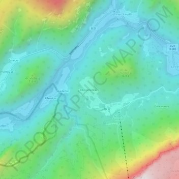 Oberjettenberg topographic map, elevation, terrain