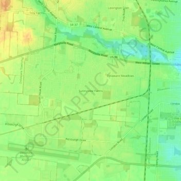 Sunnyview Farms topographic map, elevation, terrain