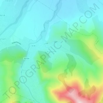 Purcăreni topographic map, elevation, terrain