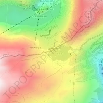 Grimselpass topographic map, elevation, terrain