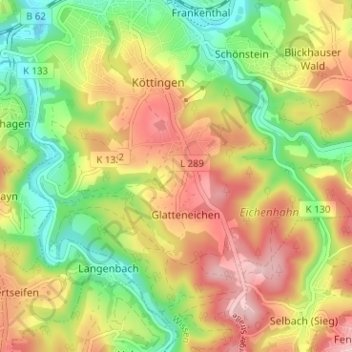 Hausen topographic map, elevation, terrain