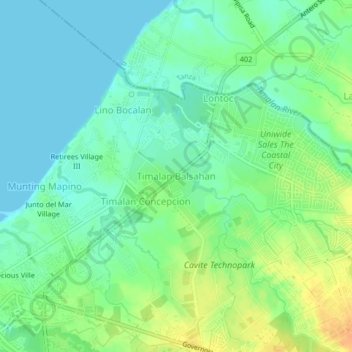 Timalan Balsahan topographic map, elevation, terrain