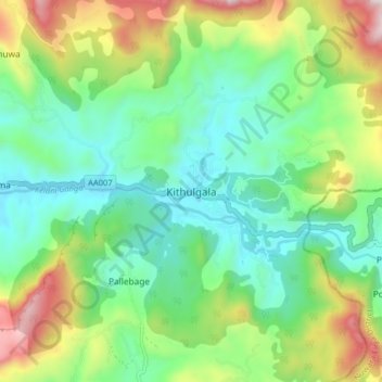Kithulgala topographic map, elevation, terrain