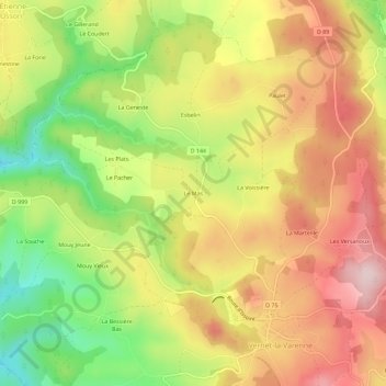 Le Mas topographic map, elevation, terrain