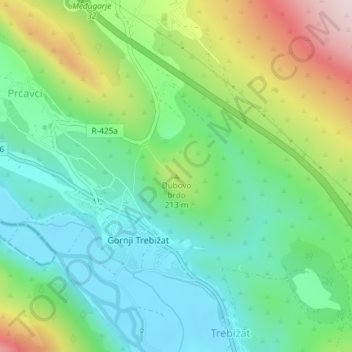 Dubovo brdo topographic map, elevation, terrain