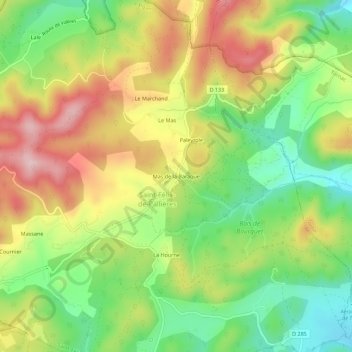 Mas de la Baraque topographic map, elevation, terrain