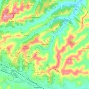 Valgrande topographic map, elevation, terrain