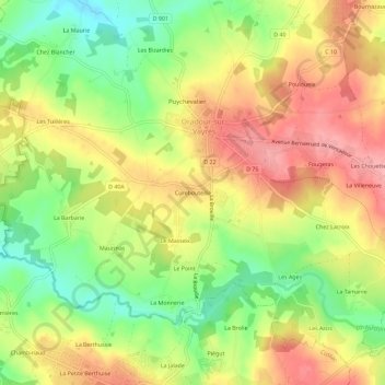Curebouteille topographic map, elevation, terrain