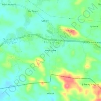 West Point topographic map, elevation, terrain