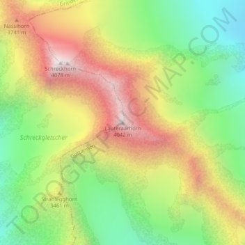 Lauteraarhorn topographic map, elevation, terrain