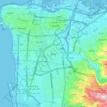 Chiyah topographic map, elevation, terrain