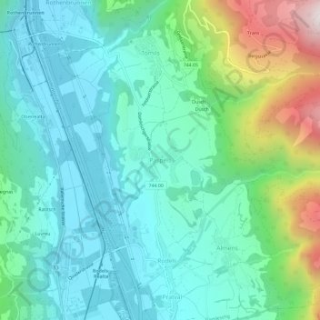 Paspels topographic map, elevation, terrain