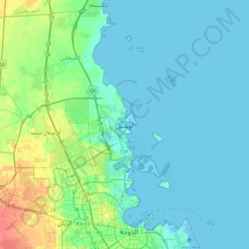 Lusail topographic map, elevation, terrain