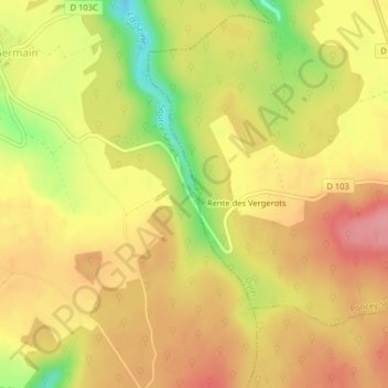 Source de la Seine topographic map, elevation, terrain