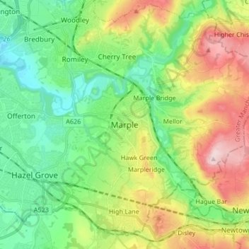 Marple topographic map, elevation, terrain