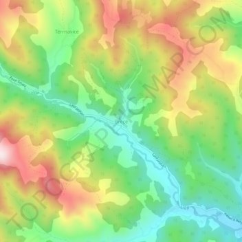 Brecë topographic map, elevation, terrain