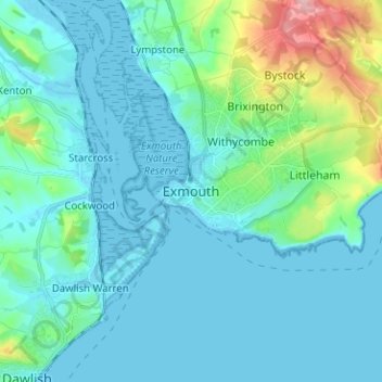 Exmouth topographic map, elevation, terrain