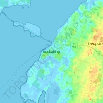 Rudkøbing topographic map, elevation, terrain