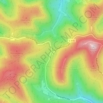 Hüttenhohl topographic map, elevation, terrain