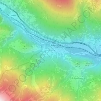 Beaulard topographic map, elevation, terrain