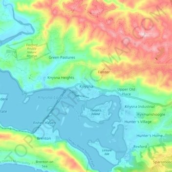Knysna topographic map, elevation, terrain