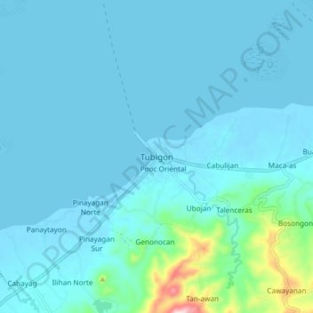Tubigon topographic map, elevation, terrain