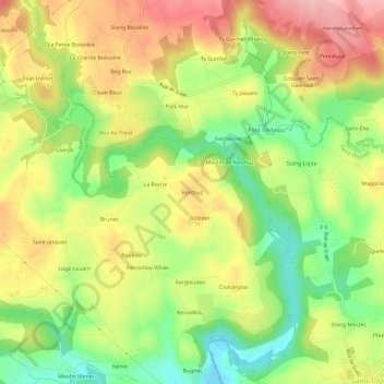 Kerchuz topographic map, elevation, terrain