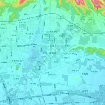 南邵镇 topographic map, elevation, terrain