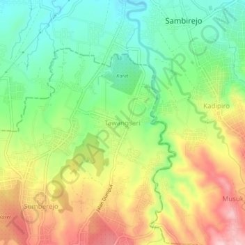 Tawangsari topographic map, elevation, terrain