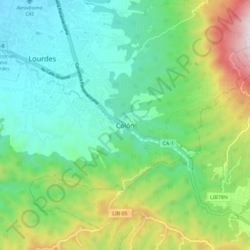 Colón topographic map, elevation, terrain