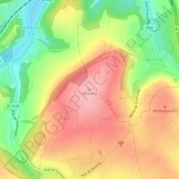 Sielberg topographic map, elevation, terrain