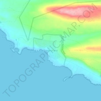 Suiderstrand topographic map, elevation, terrain