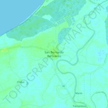 San Bernardo del Viento topographic map, elevation, terrain