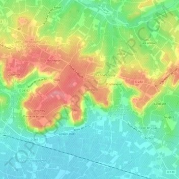 Tourans topographic map, elevation, terrain